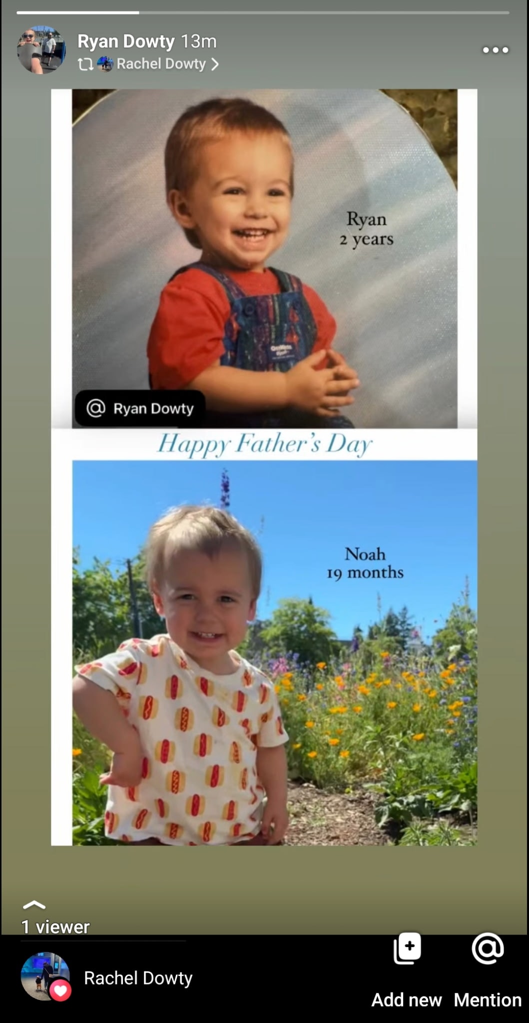 Father's Day collage showing Ryan at 2 years and Noah at 19 months
